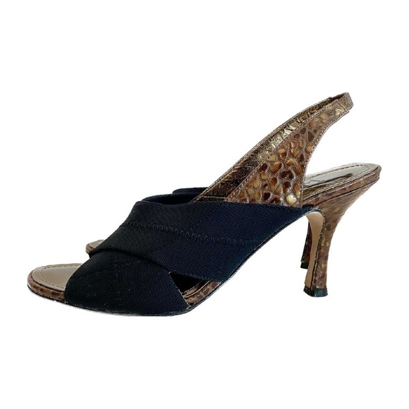 J. Renee Massey Black Open Toe Sling Back Heels Size 7 - Picture 5 of 11